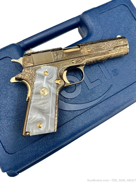 COLT CUSTOM 1911 FULLY ENGRAVED NITRO BRONZE PLATED WITH 24K GOLD ACCENTS -img-4