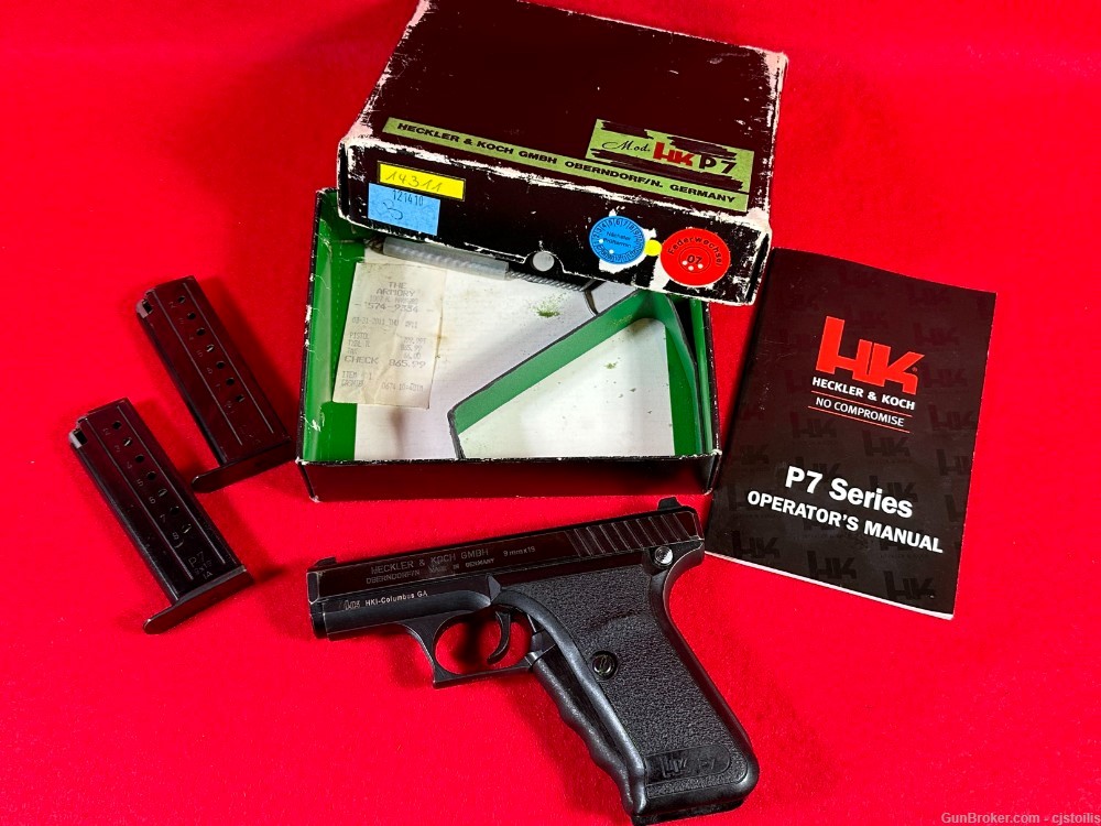 H&K Heckler & Koch HK P7 PSP 9mmx19 9mm Semi Auto Pistol + 2 Mags-img-0