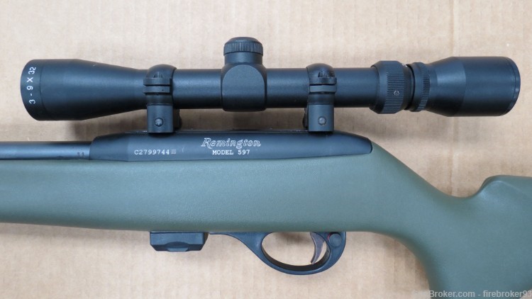 Remington 597 22lr green synthetic 20" rifle with scope & magazine-img-3