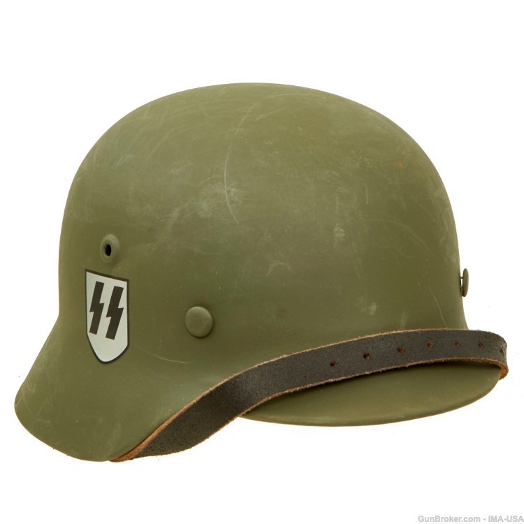 Original German WWII "Factory New" SS Double Decal M35 Helmet - EF64-img-4