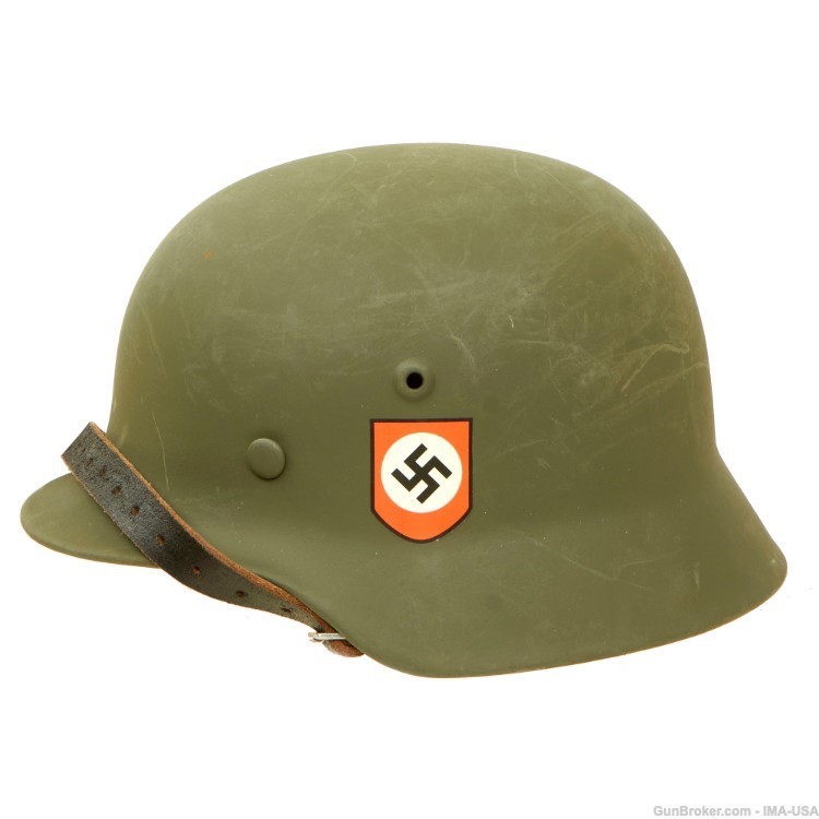 Original German WWII "Factory New" SS Double Decal M35 Helmet - EF64-img-1