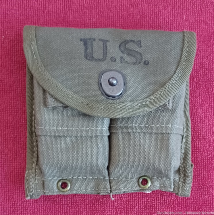 WWII U.S. G.I. ISSUE IVER JOHNSON CARBINE MAGAZINE POUCH-img-0