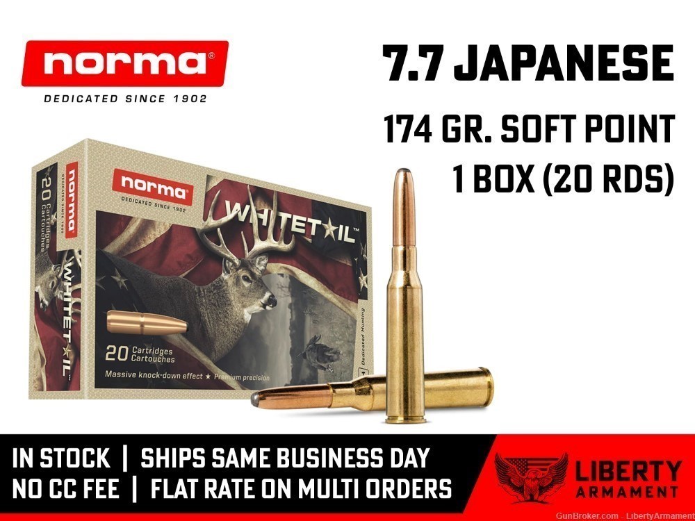 7.7 Japanese Ammo 174 gr Norma Whitetail Hunting Ammunition-img-0