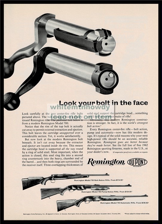 1962 REMINGTON Model 700 Bolt 760 Pump Action 742 Automatic Rifle PRINT AD-img-0
