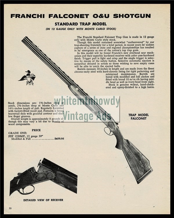 1974 FRANCHI 12 gauge Standard Trap O&U Shotgun PRINT AD-img-0