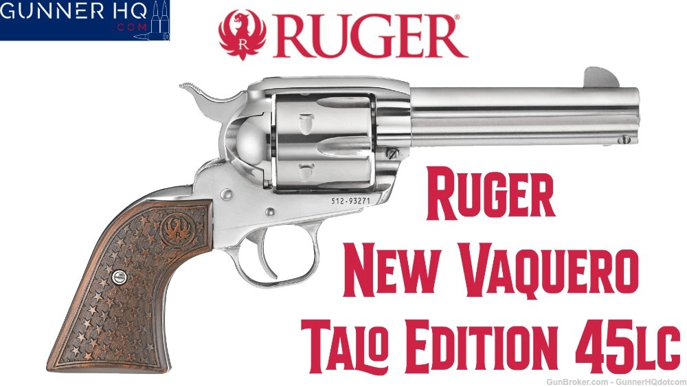 Ruger New Vaquero 45LC Talo Edition High Gloss Stainless -img-0