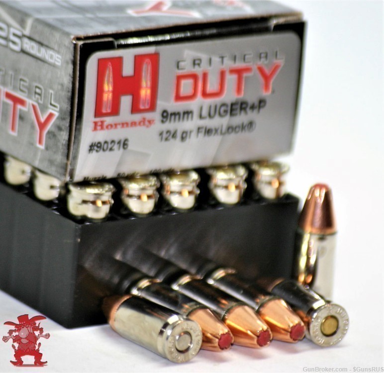 9 mm +P HORNADY LE Critical Duty® 9mm 124+P Grain FTX 25 Rounds-img-3