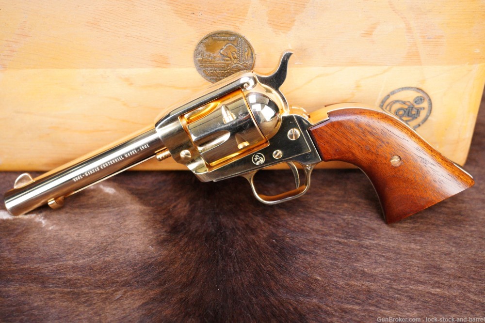 Colt Kansas Centennial Frontier Scout .22 LR Gold Revolver & Case 1961 C&R-img-3
