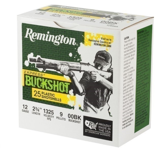 25 RDS Remington Ammunition Express 12 Gauge 2.75" 9 Pellets 00 Buck Shot 2-img-0