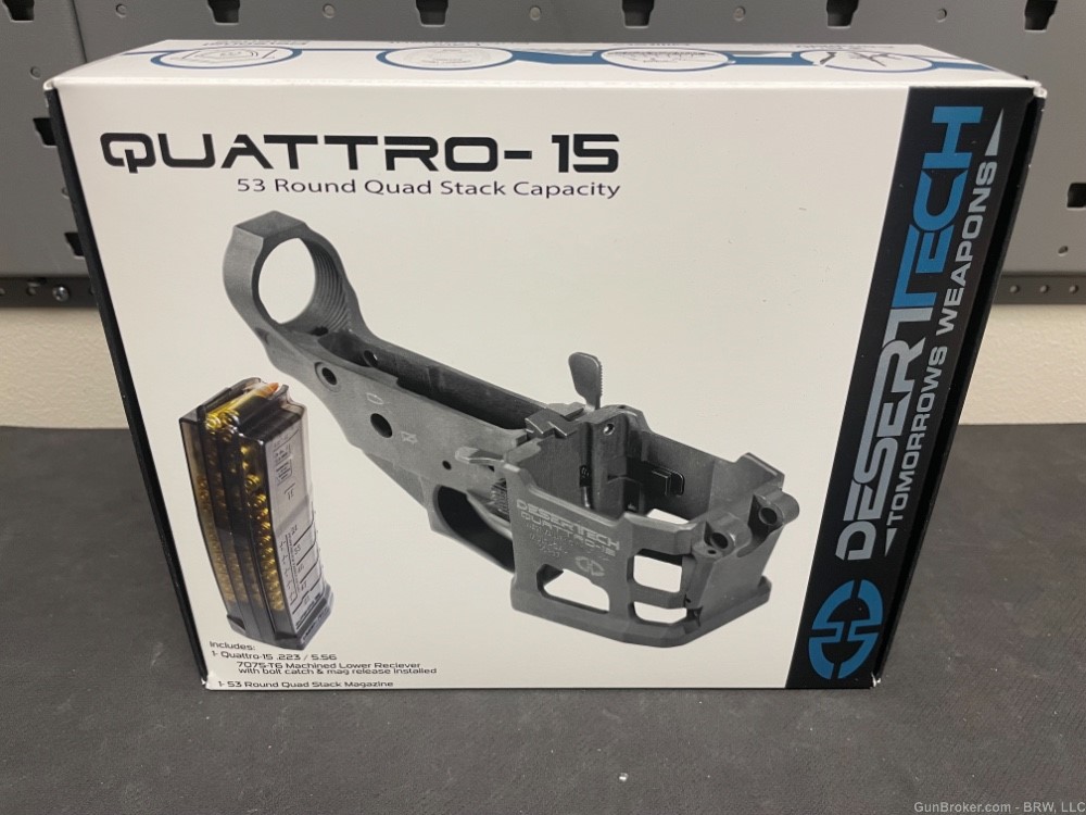 Desert Tech Quattro-15 Lower Receiver Assembly with QMAG-53 Blacked out Mag-img-0