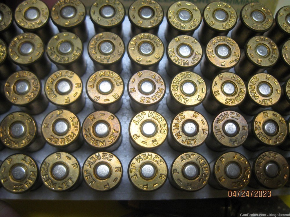 Very Scarce 22 REM JET Rem-P 40 gr SP ammo & once fired brass; others avail-img-2