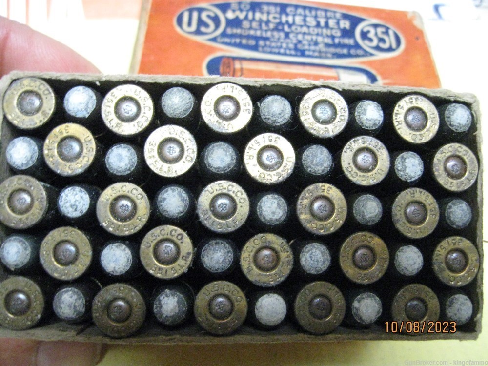 Very Rare 351 WSL US Cartridge 50 rnd Vintage Original Ammo Orange Box-img-3