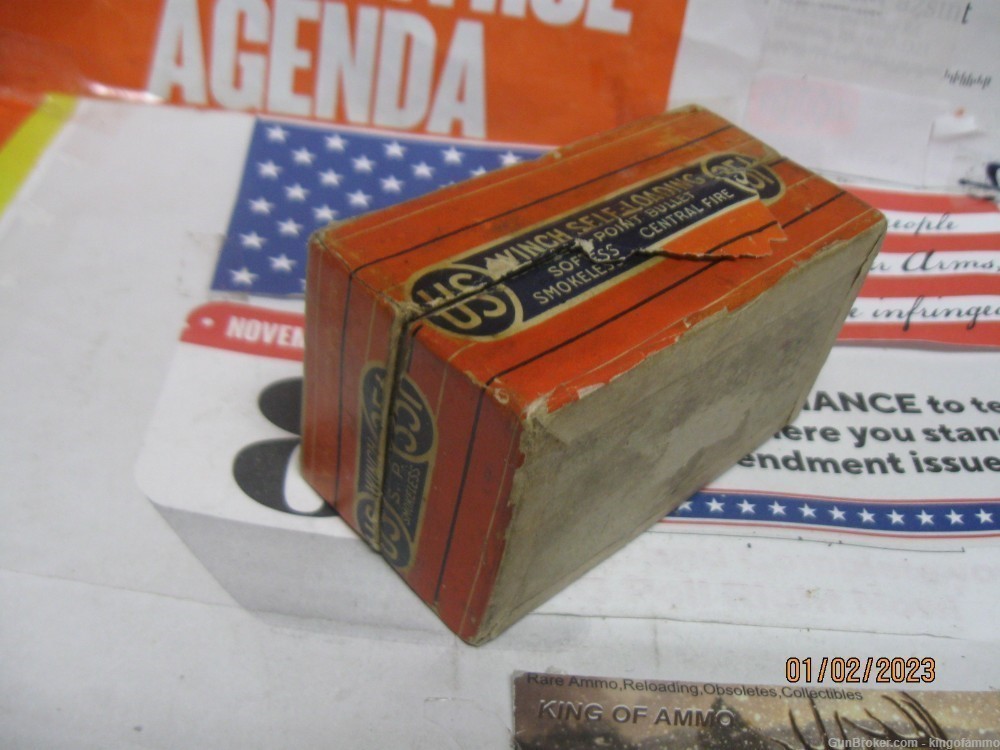 Very Rare 351 WSL US Cartridge 50 rnd Vintage Original Ammo Orange Box-img-10