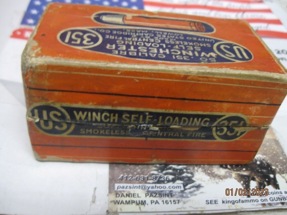 Very Rare 351 WSL US Cartridge 50 rnd Vintage Original Ammo Orange Box-img-7