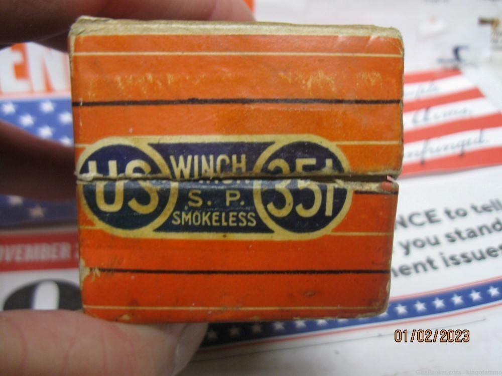 Very Rare 351 WSL US Cartridge 50 rnd Vintage Original Ammo Orange Box-img-1