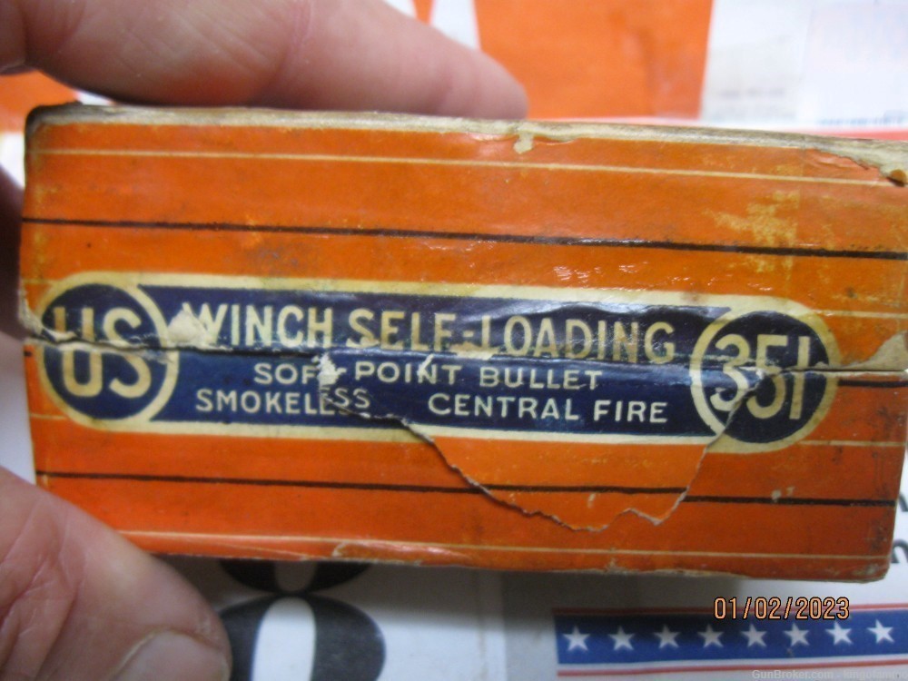 Very Rare 351 WSL US Cartridge 50 rnd Vintage Original Ammo Orange Box-img-9