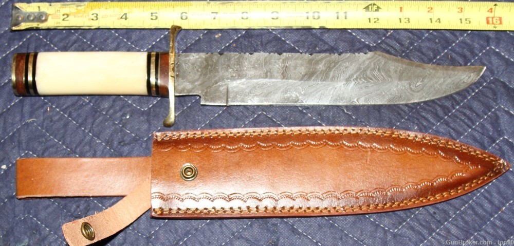 HANDMADE CUSTOM BOWIE KNIFE DAMASCUS STEEL 16 INCH -img-0