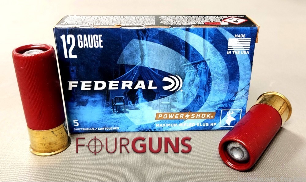 Federal Power Shok 12 Gauge 1oz Rifled Shotgun Slugs HP 5rds F127RS-img-0