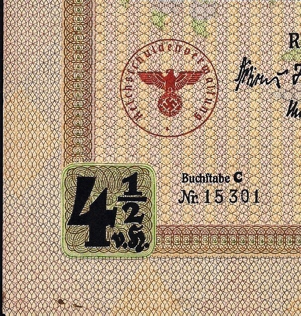 German State bond.  20,000 RM Loan 1935 with swastika-img-1