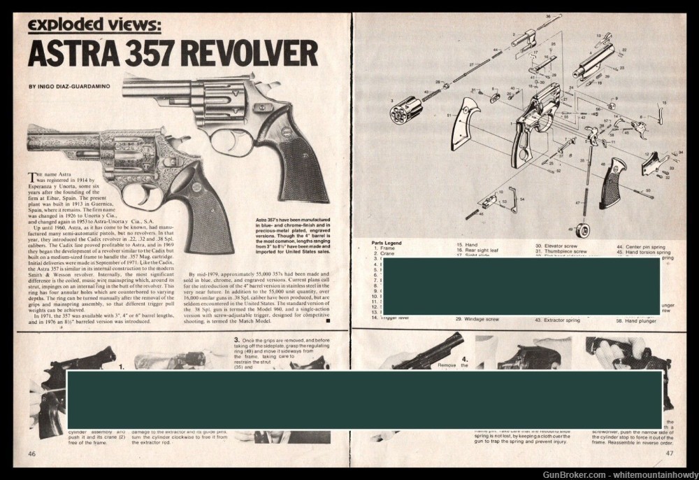 1979 ASTRA 357 Revolver Exploded ViewParts List2-page Assembly Article-img-0