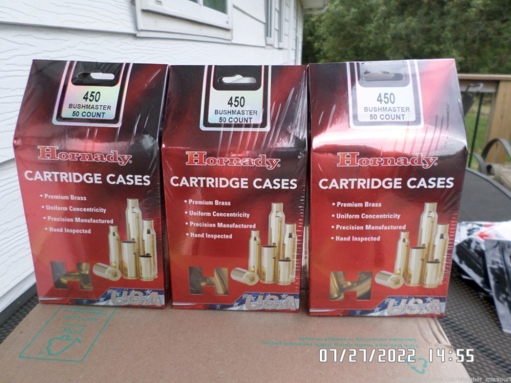 Hornady brand brass 450 Bushmaster caliber 1 box 50 pieces 2boxes available-img-0