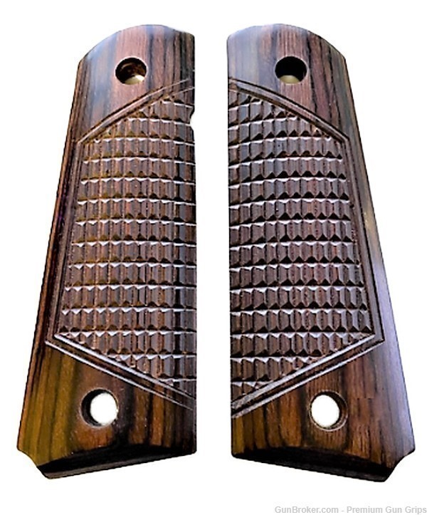 1911 Colt Full Size Outback Rosewood Combat Grips with 4 - Gold Screws-img-0