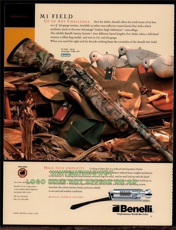 2001 BENELLI M1 Field Shotgun Print AD Advertising-img-0