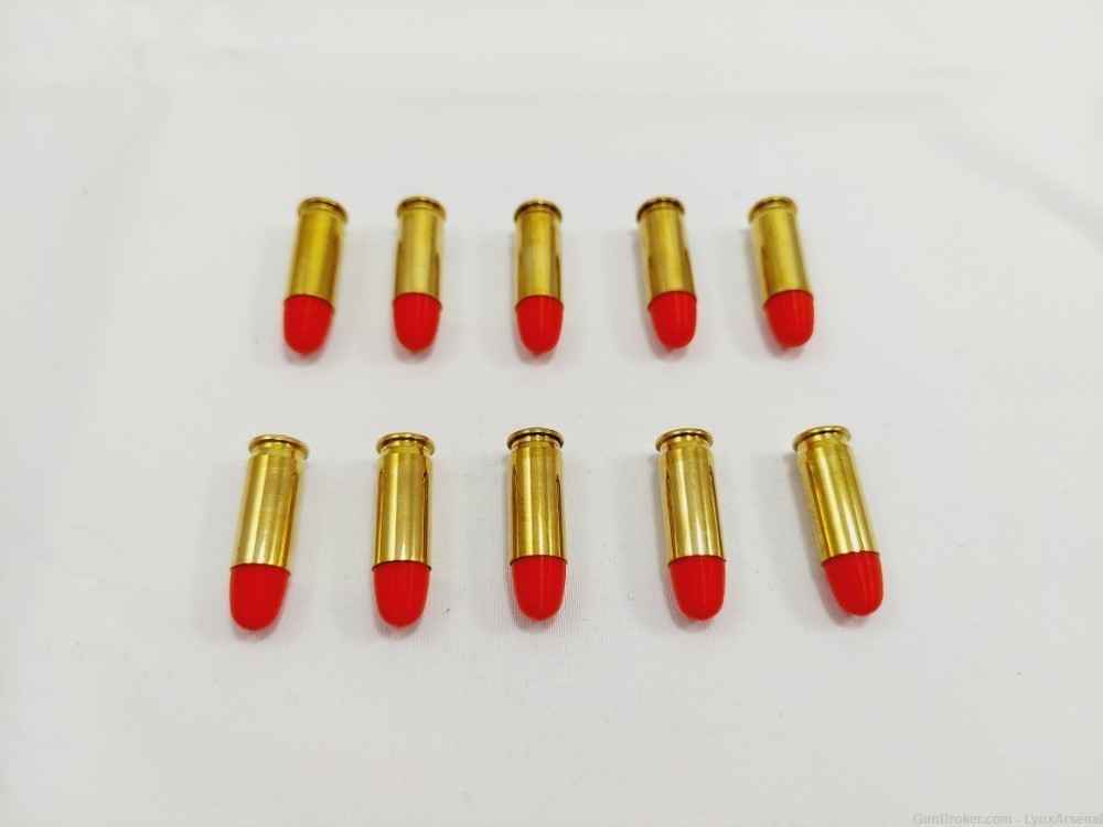 38 Super Brass Snap caps / Dummy Training Rounds - Set of 10 - Red-img-4