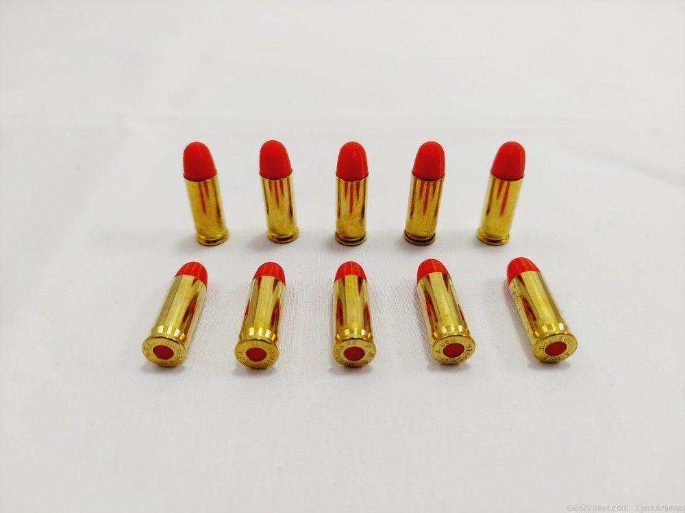 38 Super Brass Snap caps / Dummy Training Rounds - Set of 10 - Red-img-0