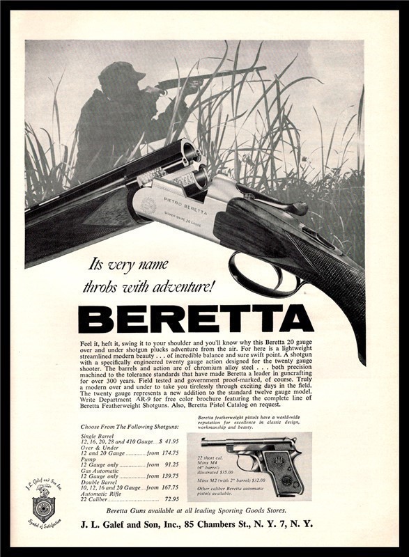 1962 BERETTA 20 gauge Over Under Shotgun PRINT AD-img-0