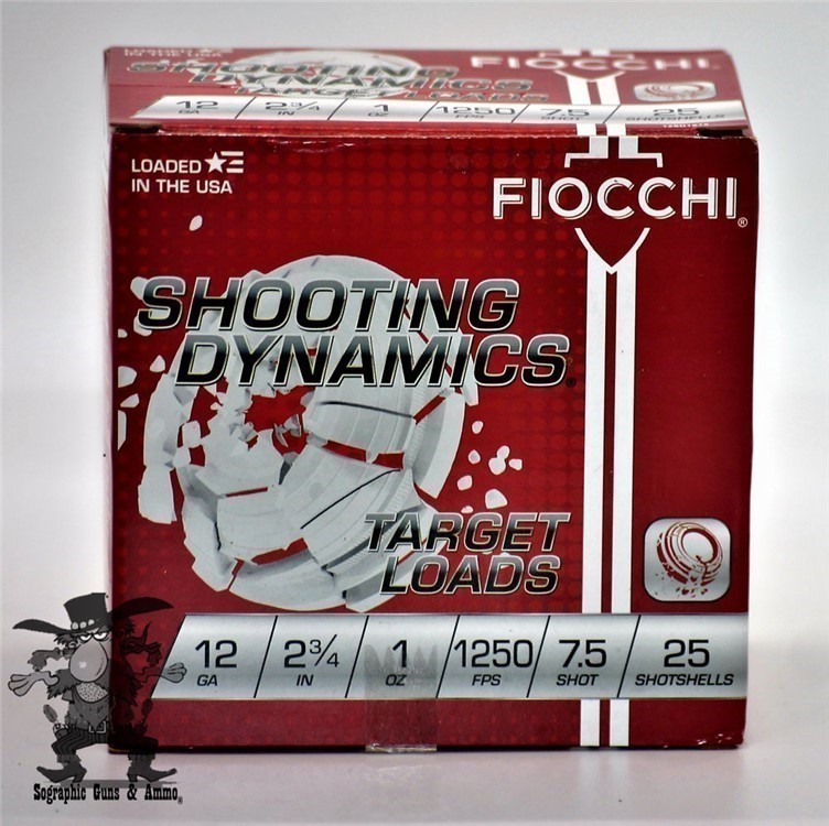12 ga Fiocchi Shot Shells12 Gauge 2¾" 1oz 7½ Shot Gun Shells1250 fps 25 RDS-img-1