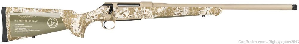 New JP Sauer 100 Rifle Camo Stock, Cerakote Tan Threaded Barrel 6.5 CM-img-0