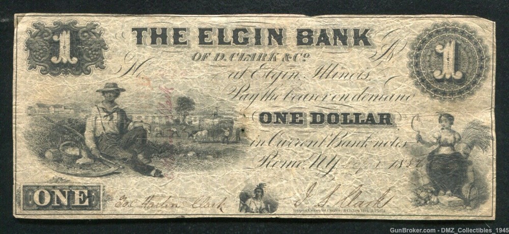 1852 $1 New York Bank Note Money Antique Currency-img-0