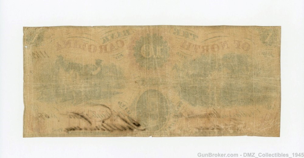 Pre Civil War Era $10 North Carolina Bank Note Money Currency-img-1