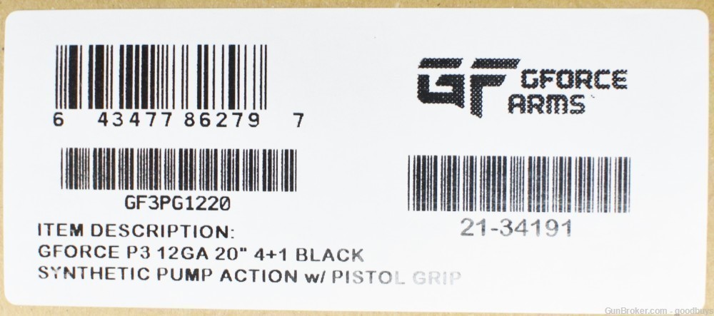 NIB GFORCE Arms GF3 12ga Pump Tactical 20" 4+1 GF3PG1220 NIB SALE 3" HOME -img-4