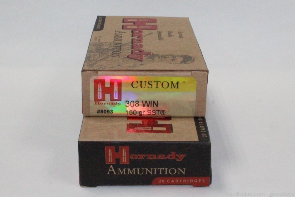 HORNADY CUSTOM 308 WIN 150 GR SST 8093 2 BOXES AMMO SALE-img-1