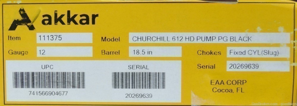 EAA Akkar Churchill 612 HD PUMP 12GA 111375 Pistol Grip 18.5" NIB SALE BLK -img-5