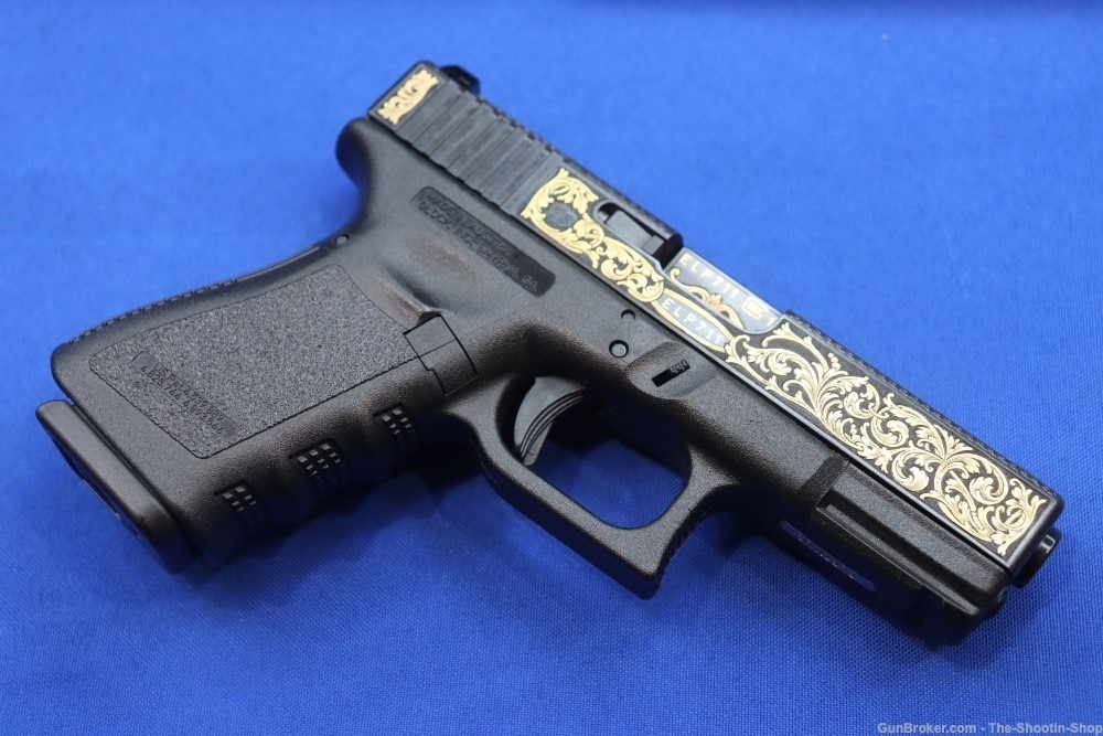 #1 of 10 Sets ELP Factory Engraved & Gold Inlaid Glock Model G19 Pistol Set-img-61