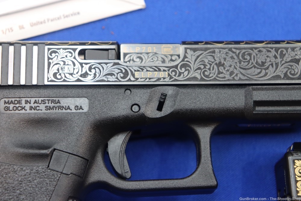 #1 of 10 Sets ELP Factory Engraved & Gold Inlaid Glock Model G19 Pistol Set-img-9