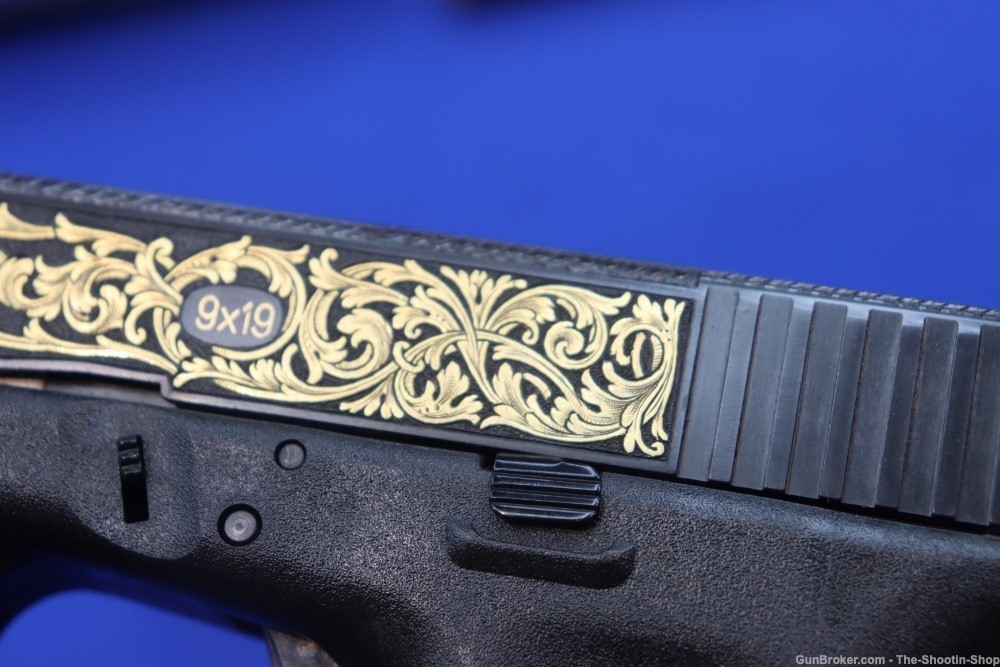 #1 of 10 Sets ELP Factory Engraved & Gold Inlaid Glock Model G19 Pistol Set-img-49