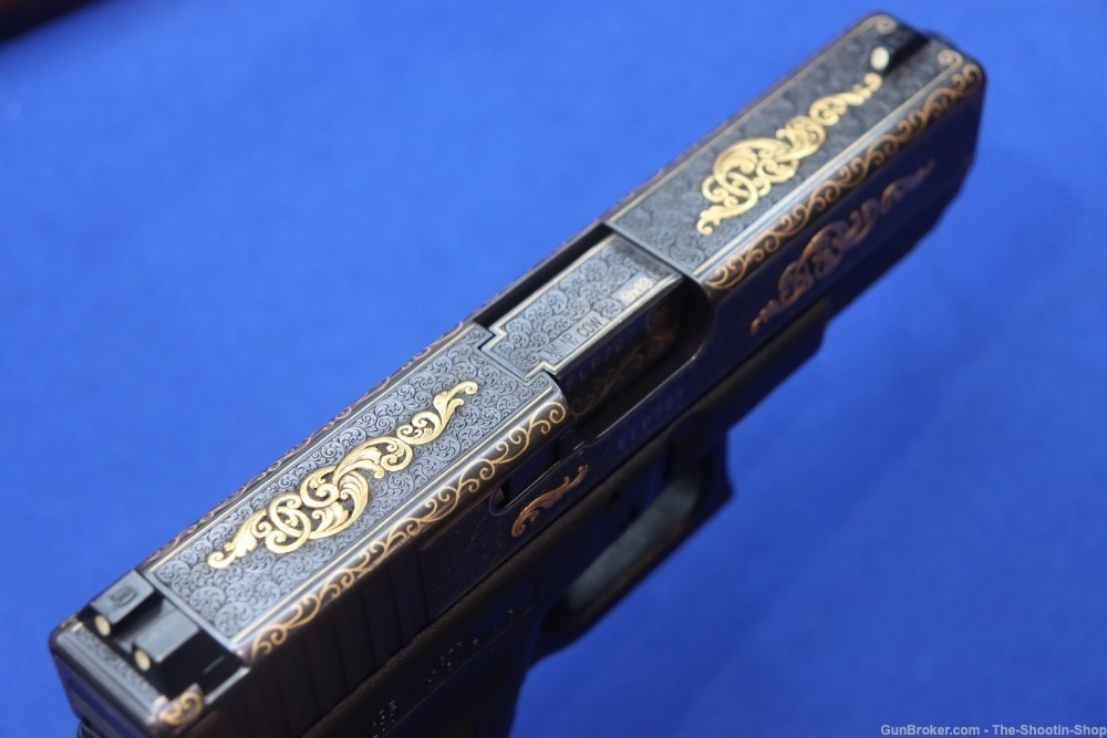 #1 of 10 Sets ELP Factory Engraved & Gold Inlaid Glock Model G19 Pistol Set-img-24