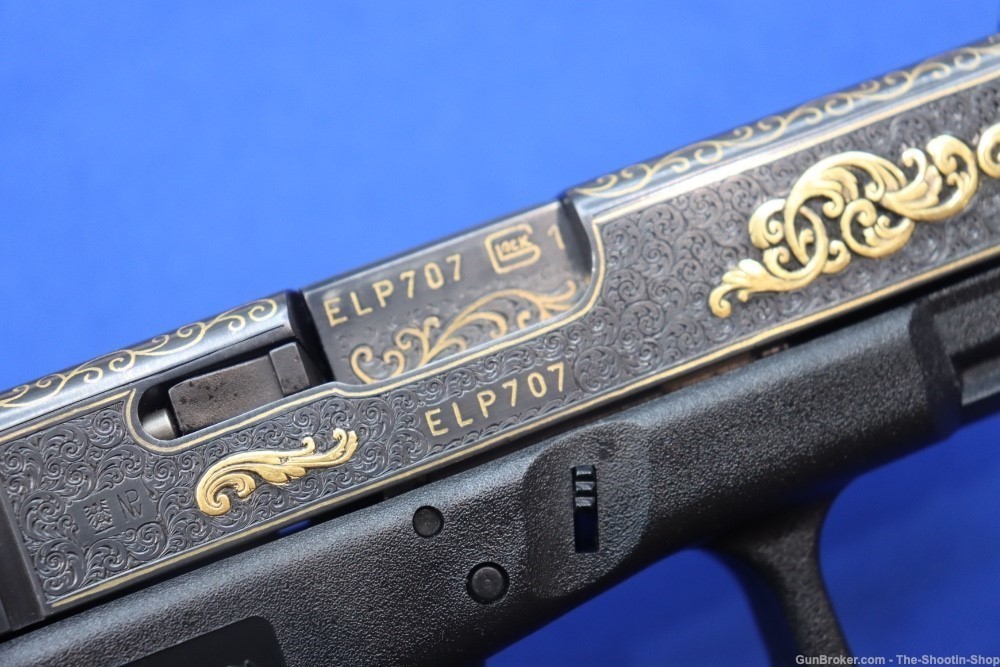 #1 of 10 Sets ELP Factory Engraved & Gold Inlaid Glock Model G19 Pistol Set-img-29
