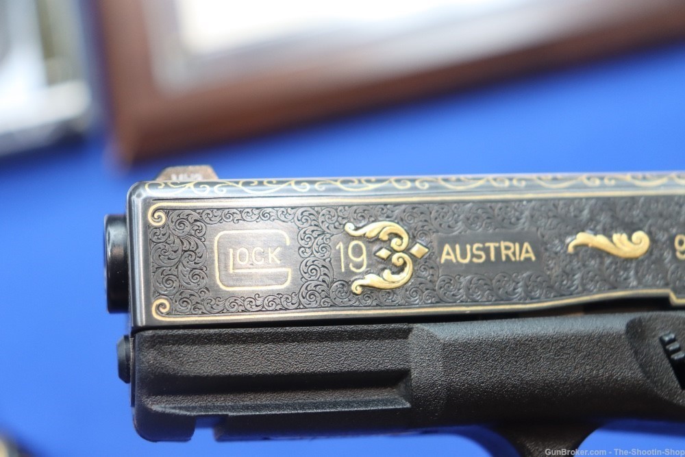 #1 of 10 Sets ELP Factory Engraved & Gold Inlaid Glock Model G19 Pistol Set-img-34