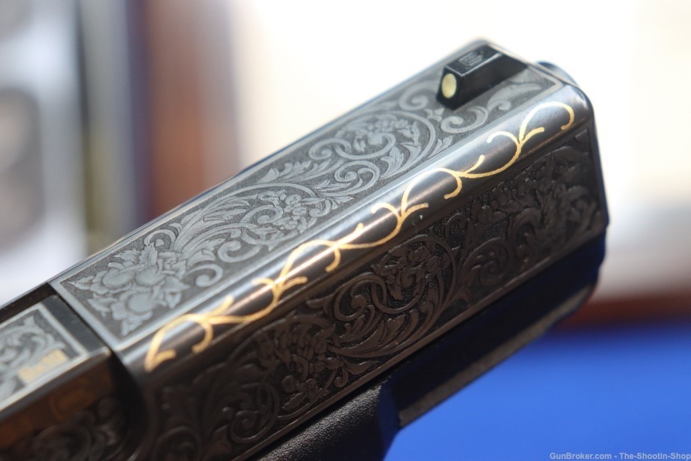 #1 of 10 Sets ELP Factory Engraved & Gold Inlaid Glock Model G19 Pistol Set-img-87