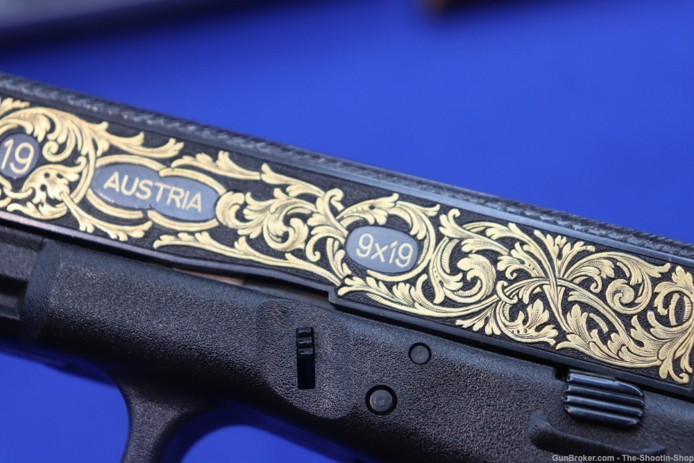 #1 of 10 Sets ELP Factory Engraved & Gold Inlaid Glock Model G19 Pistol Set-img-50