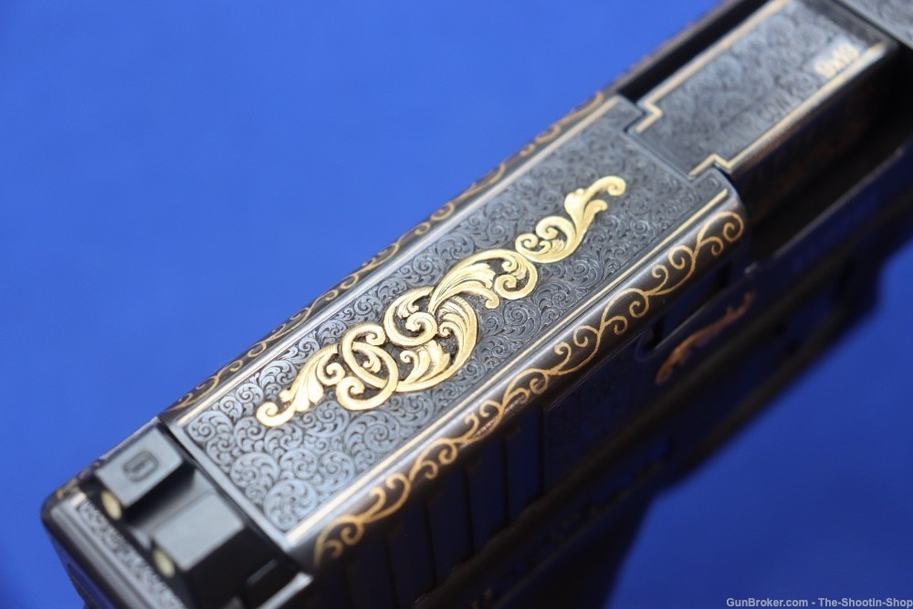 #1 of 10 Sets ELP Factory Engraved & Gold Inlaid Glock Model G19 Pistol Set-img-25