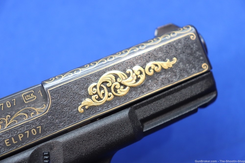 #1 of 10 Sets ELP Factory Engraved & Gold Inlaid Glock Model G19 Pistol Set-img-28