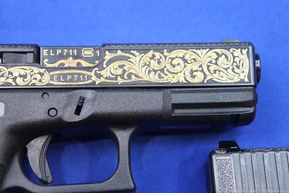 #1 of 10 Sets ELP Factory Engraved & Gold Inlaid Glock Model G19 Pistol Set-img-14