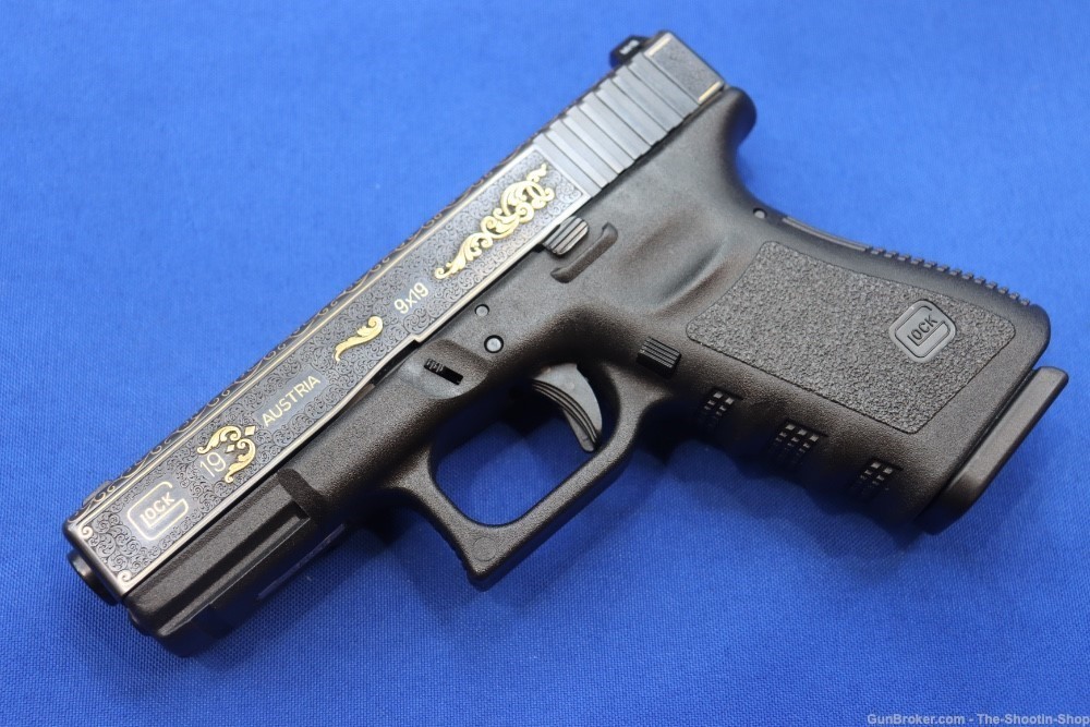 #1 of 10 Sets ELP Factory Engraved & Gold Inlaid Glock Model G19 Pistol Set-img-39