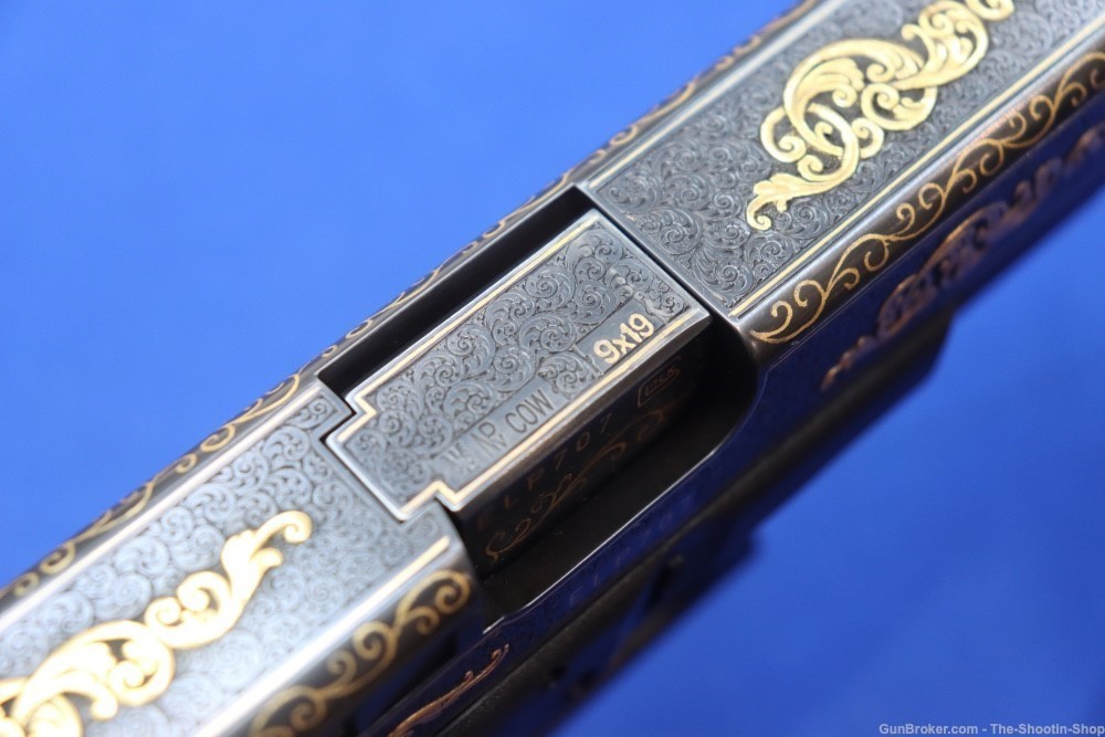 #1 of 10 Sets ELP Factory Engraved & Gold Inlaid Glock Model G19 Pistol Set-img-26